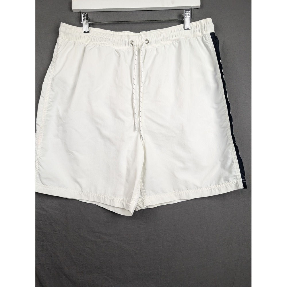Nautica Mens White Swim Trunks‎ Board Shorts Side Logo 210 Large